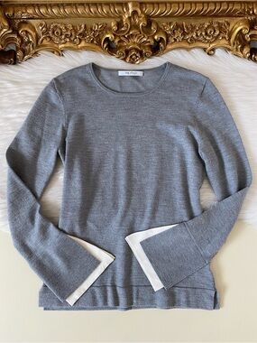 The Fold Merino Wool Sweater With Contrast Cuffs